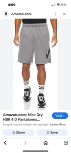 nike gray dri-fit size med shorts Large Blk Swoosh - Picture 1 of 5