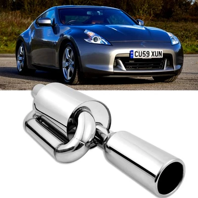 For Nissan 370Z Z34 2009-2021 Twin Loop Exhaust Muffler 2.5" Inlet 3.5" Out Tips - Image 1 of 4