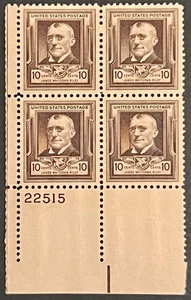 Scott#: 868 - Famous Americans: James Whitcomb Rileyl 10¢ 1940 Plate Block MNHOG - Bild 1 von 2