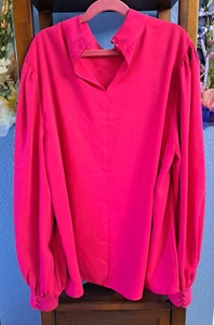 EXPRESS Damen Gr. M rosa Bluse Kragen Hemd Arbeitskleidung geraffte Bündchen Poly - Bild 1 von 5