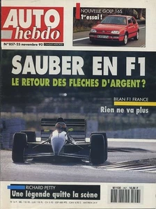 AUTO HEBDO n°857 25/11/1992 VW GOLF GTI 16S - Imagen 1 de 1