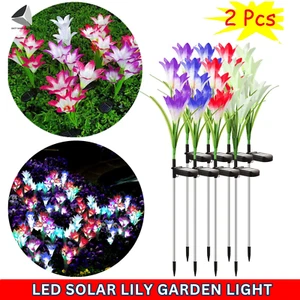 Solar Yard Garden Light Waterproof Patio LED Flower Stake Lamp Outdoor Lawn AU - Picture 1 of 19