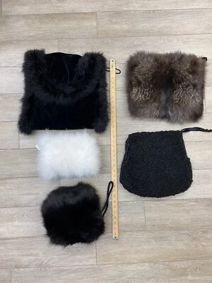 Authentic Vintage fur and feather muff purse lot for resale or theatre lot of 5 - Image 1 of 4
