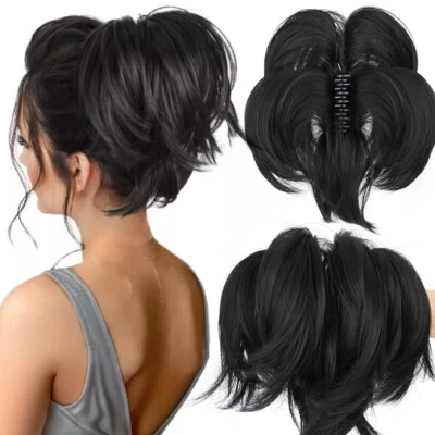Grueso Pieza de Cabello Natural Garra Clip Scrunchie Updo Moño Desordenado Cola de Caballo Extensiones Foto 1 de 4
