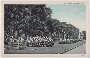 Twin Parks Park Oval Brookfield Missouri MO Civil War Cannon Postcard - Picture 1 of 2
