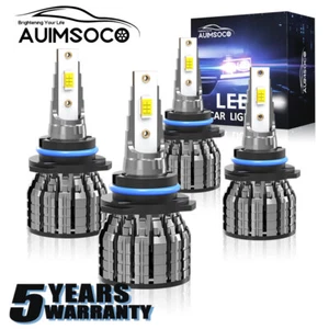 6000k Xenon White Bright 9005+9006 LED Headlights High Low Bulbs Combo Kit 4pcs - Picture 1 of 12