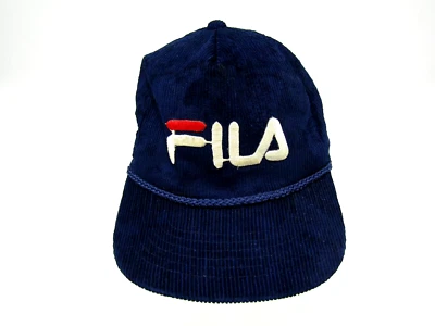 Винтажный Fila вельвет шляпа OSFA поля веревки ремень назад ретро 90-х Sports Activewear логотип - Изображение 1 из 4