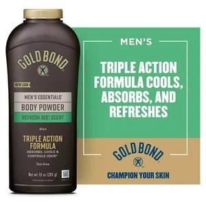 Gold Bond Ultimate Body Powder, Men'S Essentials Refresh 360°, 10Oz Bottle - Picture 1 of 4