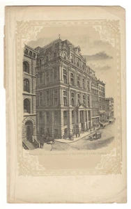 Southeast Corner of Broadway & Cedar St., New York - Antique Lithograph, ca 1869 - Picture 1 of 2