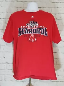 Majestic Boston Red Sox Shirt Mens Extra Large Beard Beardiful 2013 Adult A11 - Picture 1 of 7