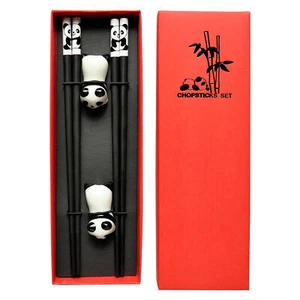 Gift Set of Chinese Panda Chopsticks 2 Pairs Chinese Chopsticks with Rest Holder - Imagen 1 de 12