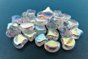 20 7.5 x 7.5 mm Czech Glass Matubo Ginkgo Leaf Beads: Crystal AB 2x - Picture 1 of 1