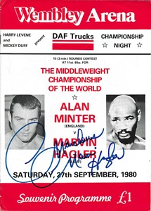 Vintage Marvelous Marvin Hagler vs. Alan Minter Fight Boxing Autographed Program - Picture 1 of 1