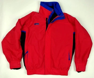 复古 90 年代红色哥伦比亚滑雪夹克 Bugaboo 二手状况完好男式 Sml 拉链衬里复古 — 第 1/4 张图片