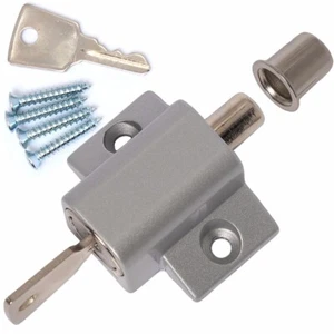 Schiebetür Terrassentür Druckschloss silber Fensterriegel Sicherheitsrahmen Fangstift - Bild 1 von 2