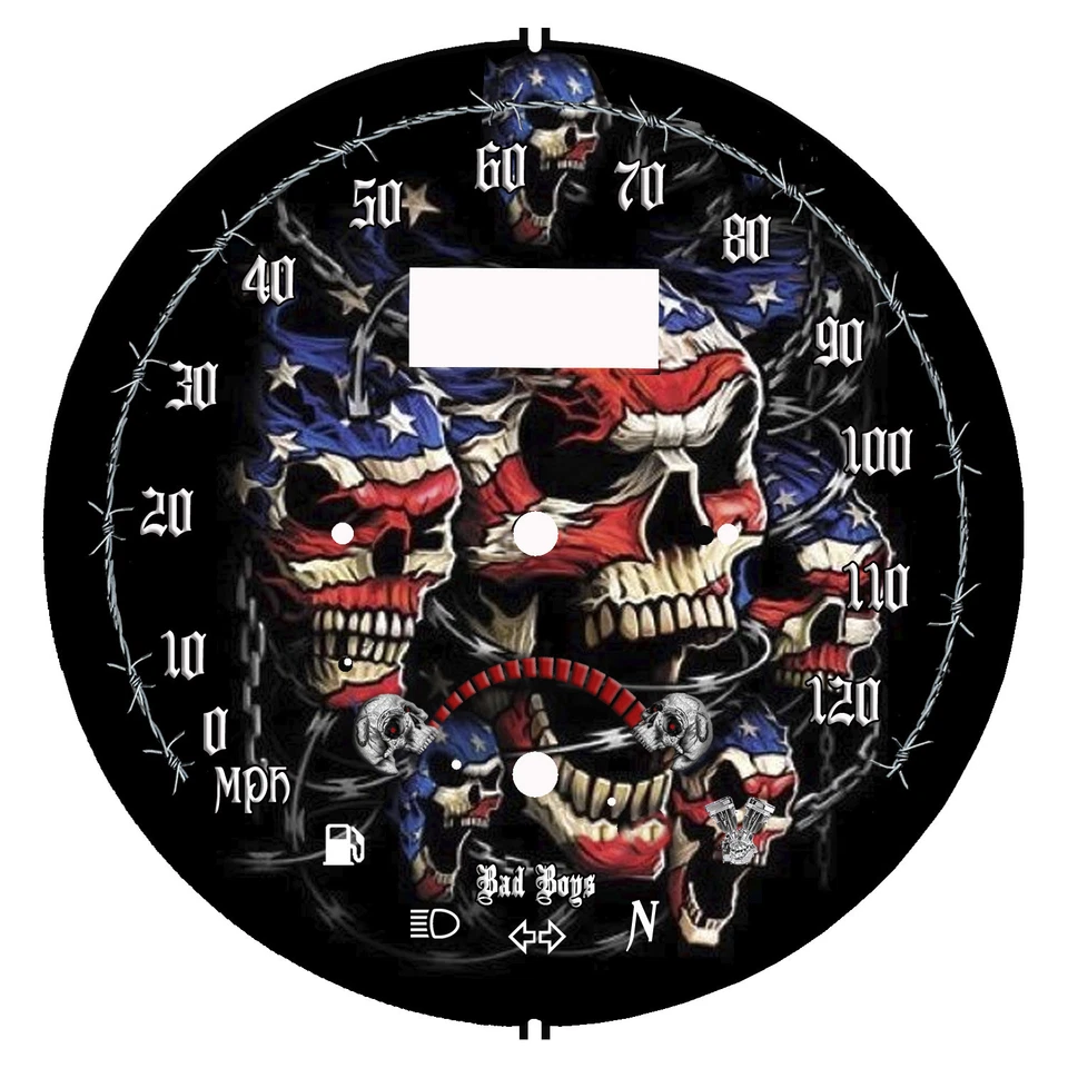 Yamaha Road Star 1700 y 1600 (se adapta a: 1999-2007) bandera americana mph y kmh  Foto 1 de 3