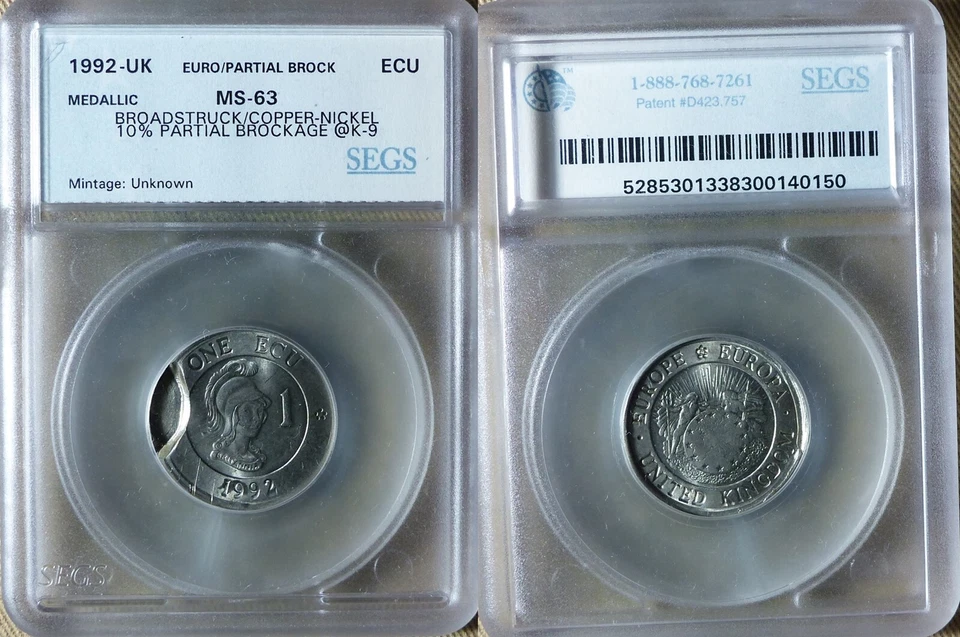 Error:Europa Pattern 1992 UK Ecu ,Broadstruck, 10% Partial Brockage MS63 CT203 - Image 1 of 1
