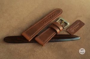 27 mm Cinturino artigianale Pam Handmade marrone PULL-UP Vintage Leather Strap - Picture 1 of 10