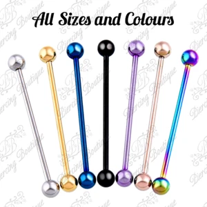 Industrial Scaffold Piercing Ball Barbell Ear Bar Surgical Steel Colour 16g 14g - Picture 1 of 15