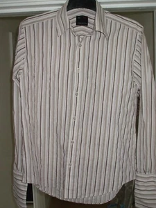 Red Herring 15 1/2 inch collar Striped Mens Shirt Pink Brown - Picture 1 of 6