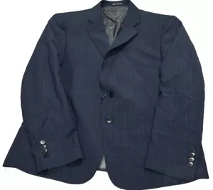 Armani Exchange Mens Slim Fit Plaid Wool Blend Suit Jacket Blazer Navy Blue 40S - Picture 1 of 4