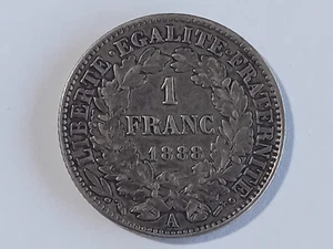 1888-A France 1 Franc Ceres Head Coin, .835 Silver #147 - Picture 1 of 4