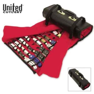 New Professional 50 Folding Pocket Knife Roll Storage Display Case w/Handle - Picture 1 of 2