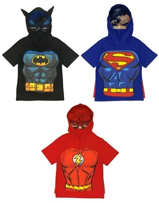 DC Comics☆Hooded T-Shirt w/ Mask & Cape☆Batman, Superman or Flash☆Toddler & Boys - Image 1 of 4