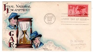#985 GAR Final Encampment Civil War Dorothy Knapp Hand Painted 1949 FDC - Picture 1 of 2