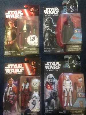 Nuevo Lote de 4 Figuras de Acción de Star Wars 3,75 in -Solo, Vader, Poe, Stormtrooper Foto 1 de 4