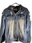 Womens Between us Distressed Jean Jacket Frayed Torn Holes Goth Punk 80's Ca