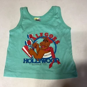 Vintage 1987 Alf Goes Hollywood Tank Top Shirt Kid's Size 7 Alien Made USA Green - Picture 1 of 8