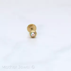 3MM 16G YELLOW GOLD IP AURORA RAINBOW 8MM BAR TRAGUS HELIX BODY LABRET STUD - Picture 1 of 3