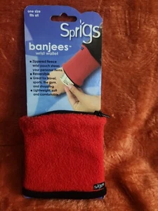 (2) SPRIGS BANJEES FLEECE REVERSIBLE WRIST WALLET. RED/BLUE - Picture 1 of 5
