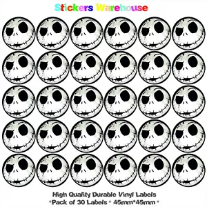 Happy Halloween Jack Skellington Vinyl Stickers for Presents Parties Walls Cars - Picture 1 of 3