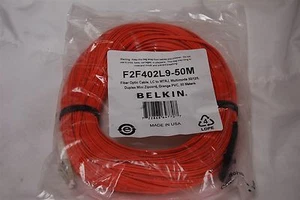 Belkin Fiber Cable LC to MTRJ, Multimode 50/125, Duplex Orange 50M F2F402L9-50M - Picture 1 of 2
