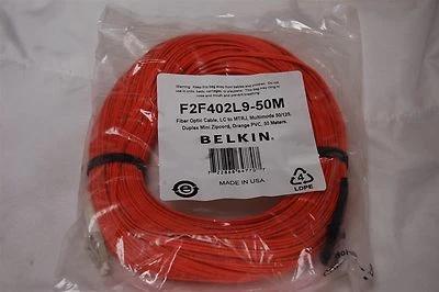 Belkin Fiber Cable LC to MTRJ, Multimode 50/125, Duplex Orange 50M  F2F402L9-50M - Image 1 of 2