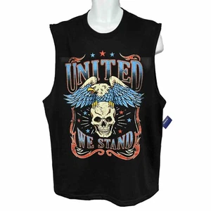 NEW! Patriotic Skull United We Stand Sleeveless T Shirt/ Adult (L) Black NWT - Picture 1 of 4