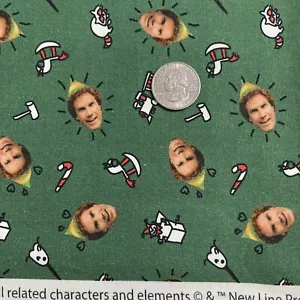 BUDDY ELF Movie Fabric Head Face Green Cotton Quilting Christmas Holiday 19x44" - Picture 1 of 4