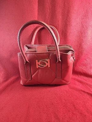 Bebe Womens Gio Red Quilted Faux Leather Satchel Handbag Purse Small  - Image 1 of 4