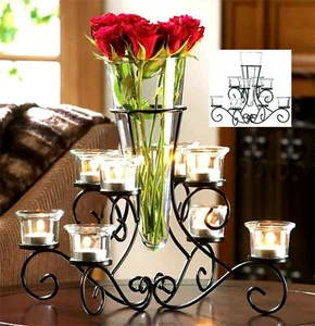 SOPORTE PARA VELAS SCROLLWORK CON PIEZA CENTRAL DE JARRÓN ** NUEVO EN CAJA - Imagen 1 de 9