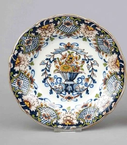 Fayence Teller, Makkum, Holland, 23cm, polychrome Blumenmalerei - Bild 1 von 1