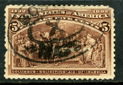 USA 1893 Columbus 5¢ Scott #234 VFU G527 - Image 1 of 4