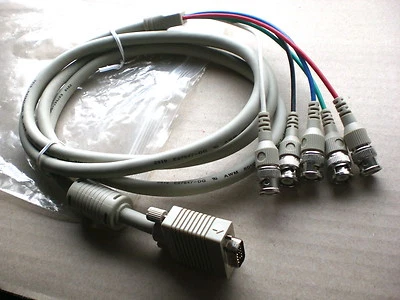 Monitorkabel 2 m SVGA- RGB auf  5 x BNC S-VGA Ferrit  neu - Bild 1 von 2