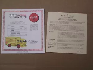 Danbury Mint Paperwork 1955 Coke Delivery Truck - Picture 1 of 3