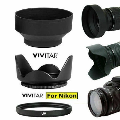 67mm LENS HOOD + RUBBER HOOD + UV FILTER FOR Nikon AF-S NIKKOR 85mm f/1.8G Lens - Image 1 of 4