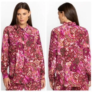Camicia di seta Johnny Was Dreams of Vivanna taglia media blusa con bottoni floreali - Foto 1 di 6
