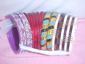 BUNCH Of RARE Bangle UNIQUE Bracelets FOR Sari Dress OUTFIT 2.4" Size COLORFUL - Picture 1 of 1