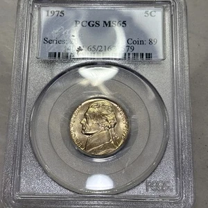1975 Jefferson Nickel PCGS MS65 - Picture 1 of 4