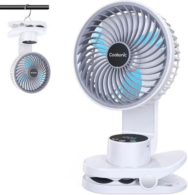 Camping fan 12000mAh Clip on Fan Rechargeable Battery Operated Desk Fan 6 inch - Image 1 of 4